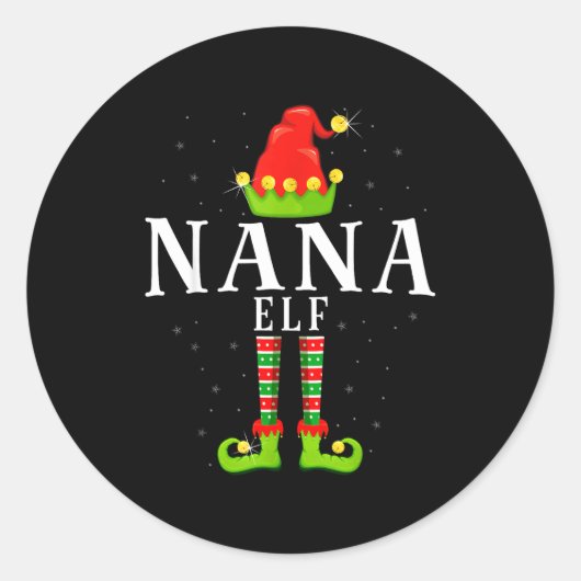 Nana Elf Christmas Matching Xmas Pajama  Ronde Sticker (Voorkant)
