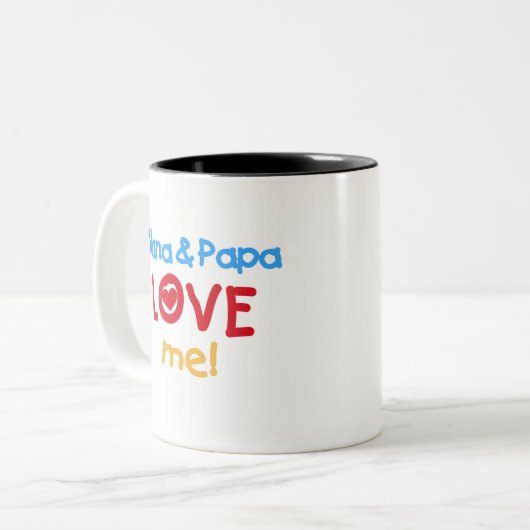 Nana en Papa Love Me Tweekleurige Koffiemok (Voorkant links)