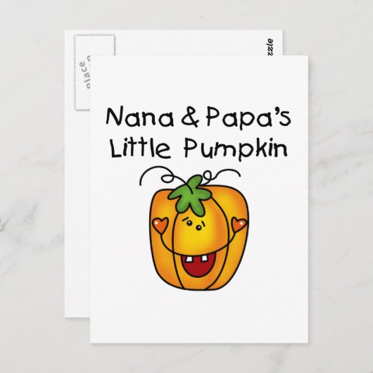 Nana en Papa's Little Pumpkin T-shirts Briefkaart (Voorkant / Achterkant)