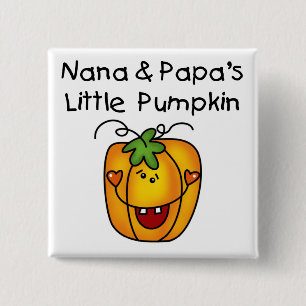 Nana en Papa's Little Pumpkin T-shirts Vierkante Button 5,1 Cm
