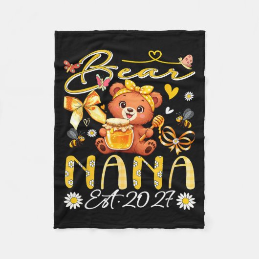 Nana Est 2027 Bloem Das Moederdag Beer Fleece Deken (Voorkant)