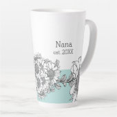 Nana Est. Year Hand-Drawn Sunflower Turquoise Latte Mok (Rechterhoek)