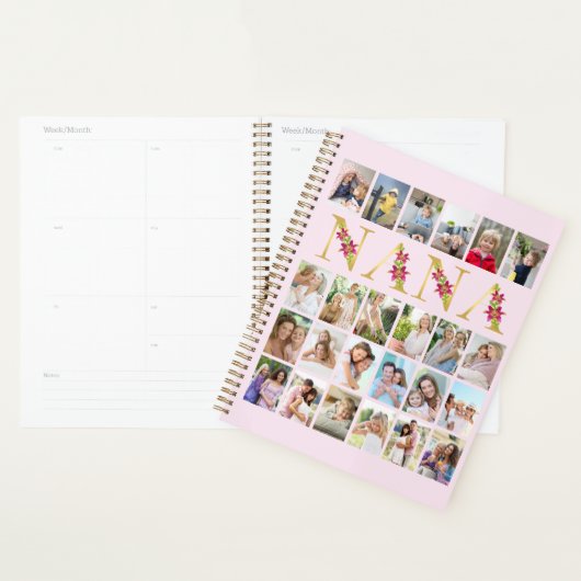 Nana Floral Gold Letters 24 Verticale fotocollage Planner (Display)