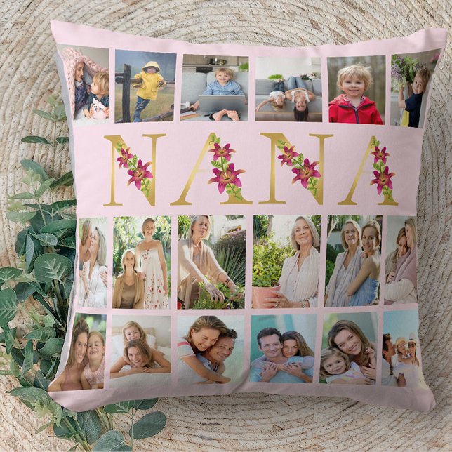 Nana Floral Letters 18 Verticale foto Collage Pink Kussen (Creator heeft geüpload)