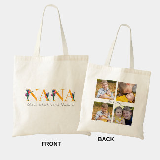 Nana Floral Persoonlijke foto's Winkelende Canvas Tote Bag