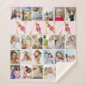 Nana Flower Letters 24 Vertical Photo Collage Pink Sherpa Deken (Voorkant)