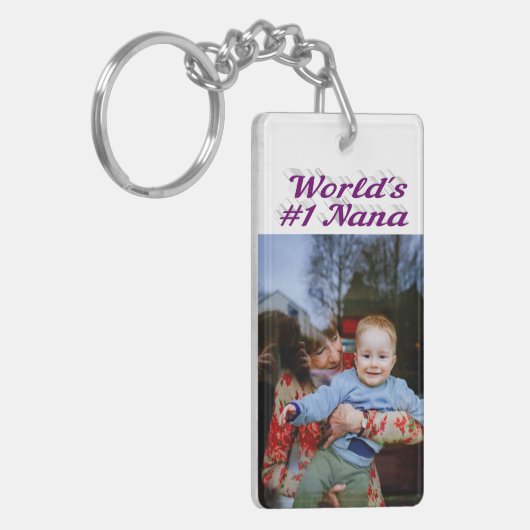 Nana foto paarse Moederdag tekst Sleutelhanger (Voorkant Links)