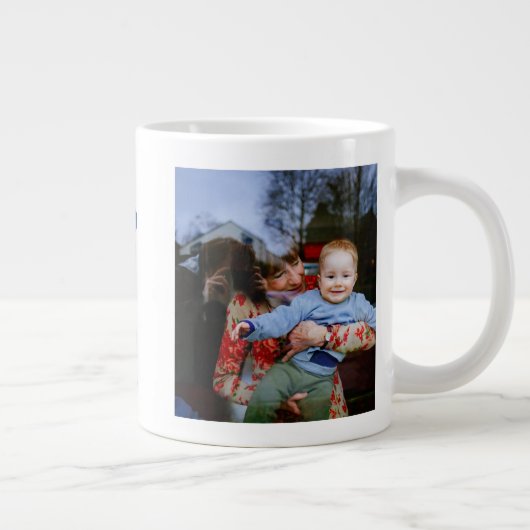 Nana Foto zee blue text Giant Coffee Mok (Rechts)