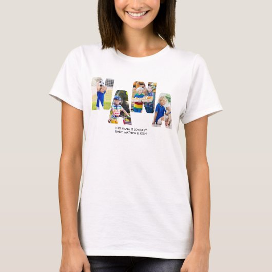 NANA Fotobrief Collage Cutout Grandkids Name T-shirt (Voorkant)