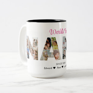 Nana Fotocollage Letter Cutout Oma Afbeelding Tweekleurige Koffiemok