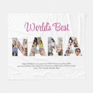 Nana Fotocollage Letter Cutout Oma Verjaardag Fleece Deken