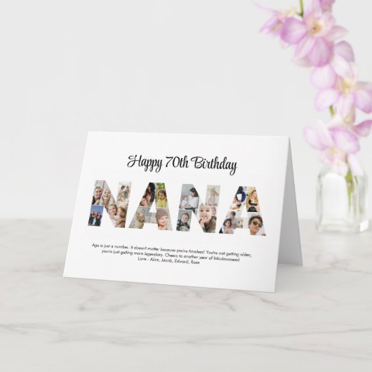 Nana Fotocollage Letter Cutout Oma Verjaardag Kaart (Orchidee)