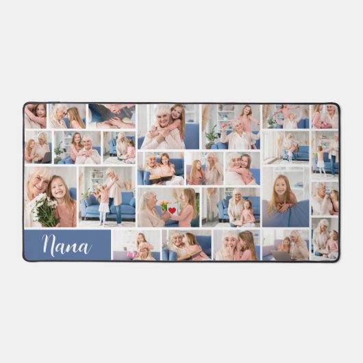 Nana Fotocollage Raster Blauw Wit Kleinkinderen Gi Bureaumat (Voorkant)