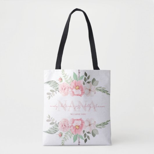 Nana Gepersonaliseerde Bloemen Canvas tas (Voorkant)