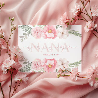 Nana gepersonaliseerde bloemen Wenskaart Bedankkaart