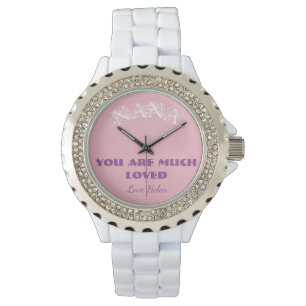 Nana Gift for Grandma Script Name Girly Cool Horloge