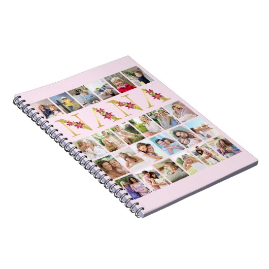 Nana Gold Floral Letters 24 Verticale fotocollage Notitieboek (Rechterzijde)