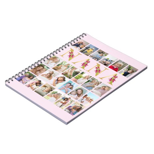 Nana Gold Floral Letters 24 Verticale fotocollage Notitieboek (Linkerzijde)