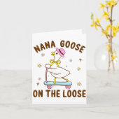 Nana Goose On The Loose Funny Birthday Matching Fa Kaart (Gele Bloem)