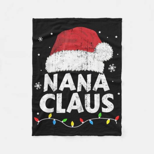 Nana Grandma Claus Christmas Lights Matching Famil Fleece Deken (Voorkant)
