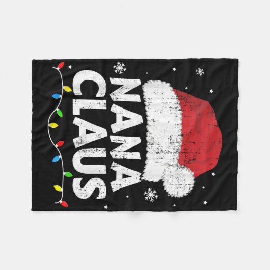 Nana Grandma Claus Christmas Lights Matching Famil Fleece Deken (Voorkant (Horizontaal))