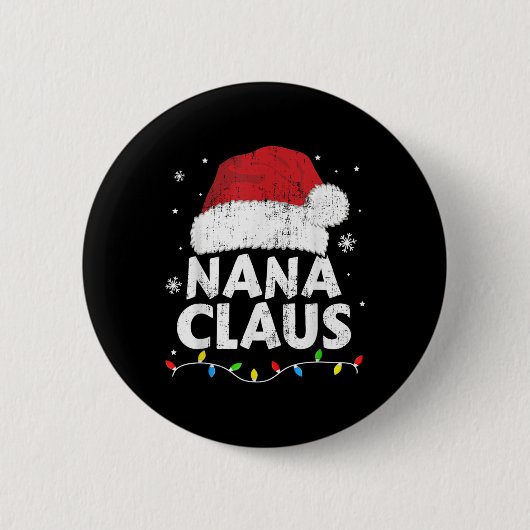 Nana Grandma Claus Christmas Lights Matching Famil Ronde Button 5,7 Cm (Voorkant)