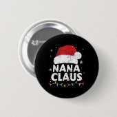 Nana Grandma Claus Christmas Lights Matching Famil Ronde Button 5,7 Cm (Voorkant /achterkant)