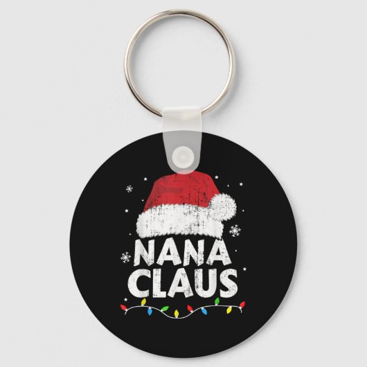 Nana Grandma Claus Christmas Lights Matching Famil Sleutelhanger (Voorkant)