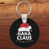 Nana Grandma Claus Christmas Lights Matching Famil Sleutelhanger (Voorkant)