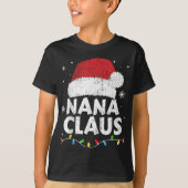 Nana Grandma Claus Christmas Lights Matching Famil T-shirt (Voorkant)