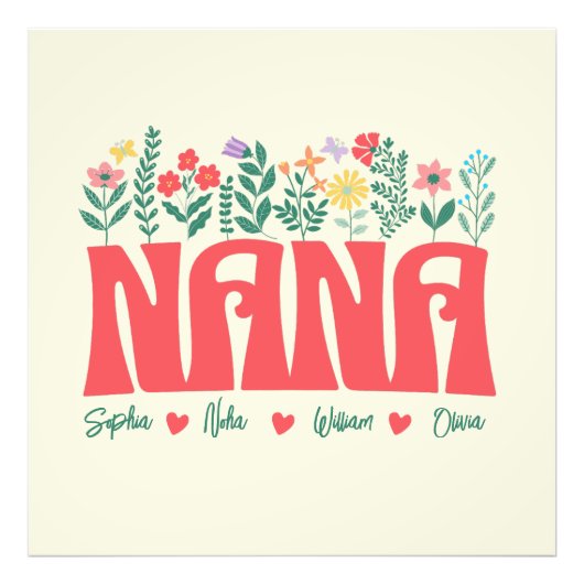 NANA GRANDMA GRANDMOTHER GRANNY - Pas het aan Foto Afdruk (Voorkant)
