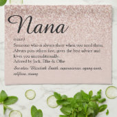 Nana Grandma Granny Definition Roos Gold Glitter Theedoek (Gevouwen)