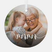 Nana Grandma Script Overlay Glas Ornament (Achterkant)