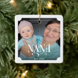 Nana Grandpa Year 2 Fotokerstmis Keramisch Ornament