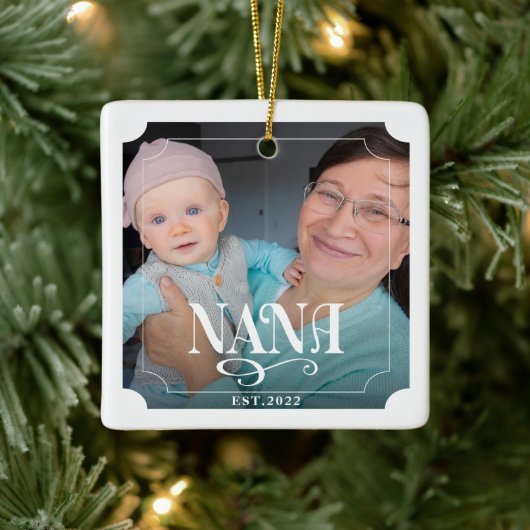 Nana Grandpa Year 2 Fotokerstmis Keramisch Ornament (Boom)