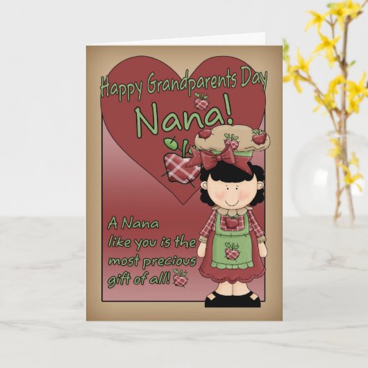 Nana Grandparents Day Card - de Kleine Dame van Kaart (Gele Bloem)
