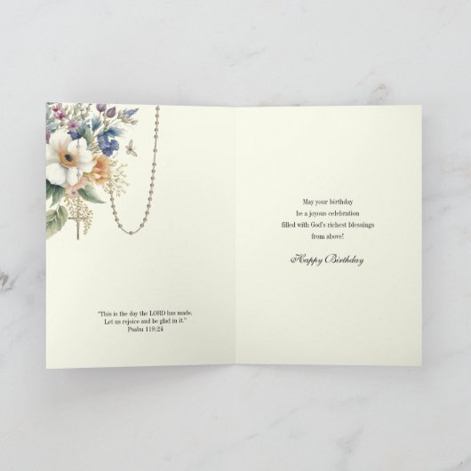 Nana Happy Birthday Floral Virgin Mary Bedankkaart (Binnen)