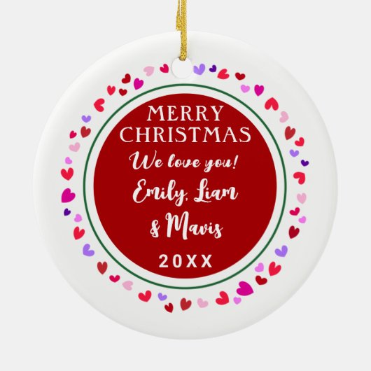 Nana Hearts Love Sign Datum kerstcadeautje Keramisch Ornament (Achterkant)