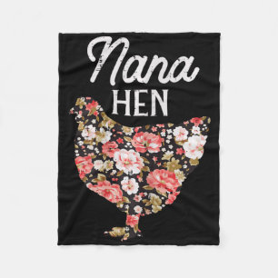 Nana Hen Flowers Moederdag Boerderij Kip Oma Fleece Deken