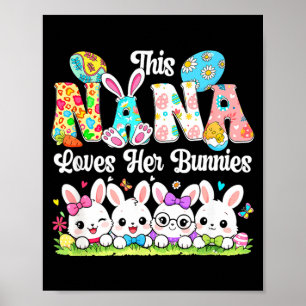 Nana houdt van paashaas groep konijnen vlinderdas poster
