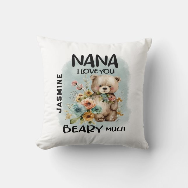 Nana I Love You Beary Much - Gepersonaliseerde naa Kussen (Voorkant)