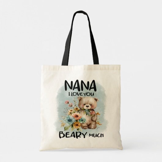 Nana I Love You Beary Much - Gepersonaliseerde naa Tote Bag (Achterkant)