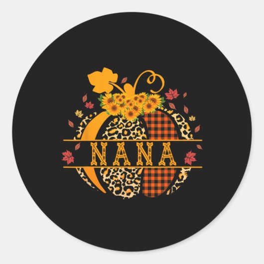 Nana Leopard Print Pompoen voor Oma Nana Vrouwen Ronde Sticker (Voorkant)