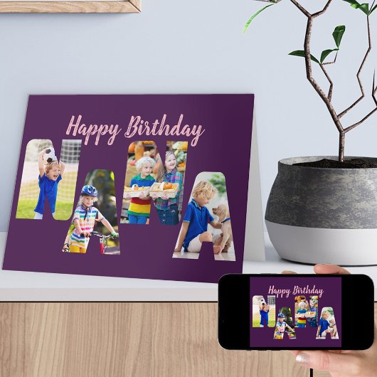 NANA Letter Shaped Photos Personalized Birthday Kaart