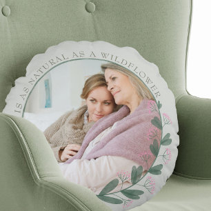 Nana Liefde Foto Roze Wilde Bloem Bloemstuk Frame Rond Kussen