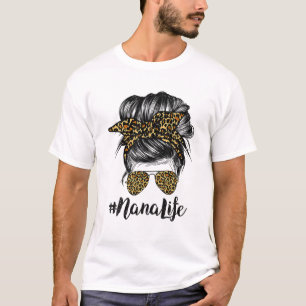 Nana Life Hair Bandana Glasses Leopard Print Mothe T-shirt