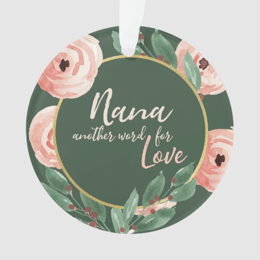 Nana Love Floral Berry Roos met Foto Ornament (voorkant)