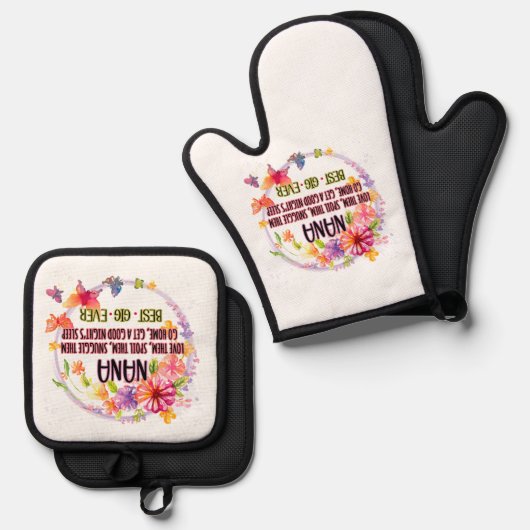 Nana love them spoil them snuggle them ovenwant & pannenlap set (Voorkant / Achterkant)