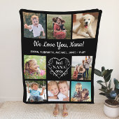 Nana Love You 8 Photo Collage Black Fleece Deken