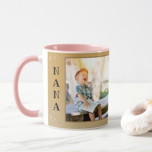 Nana Love You Rustic  Text Photo Template Mok (Met donut)